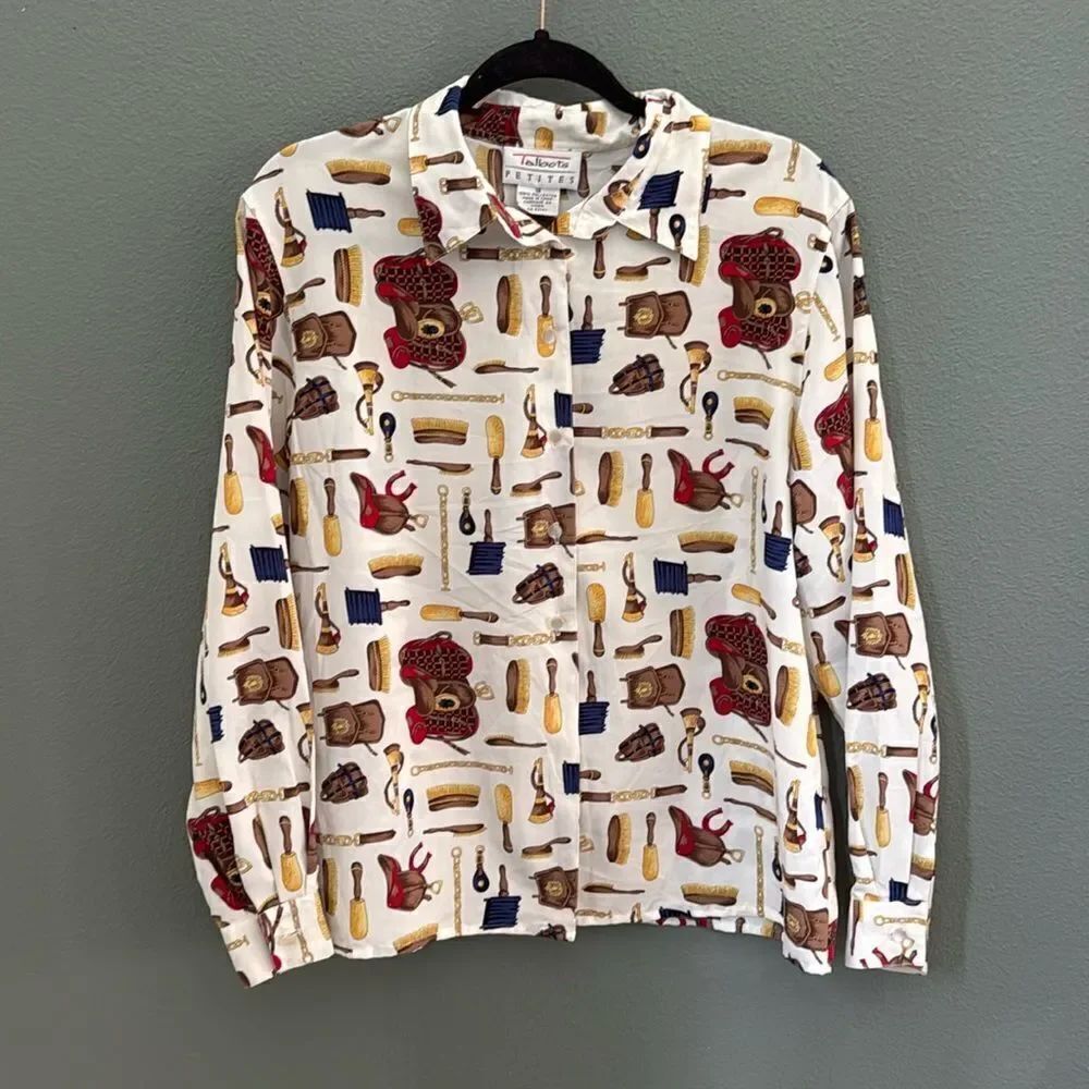90’s Vintage Western Country Equestrian Button Down Women’s Top Sz 12P